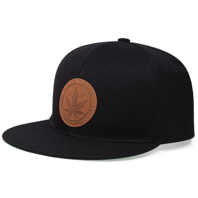TheCapSpot - Solid Color Leather Maple Leaf Baseball Hat