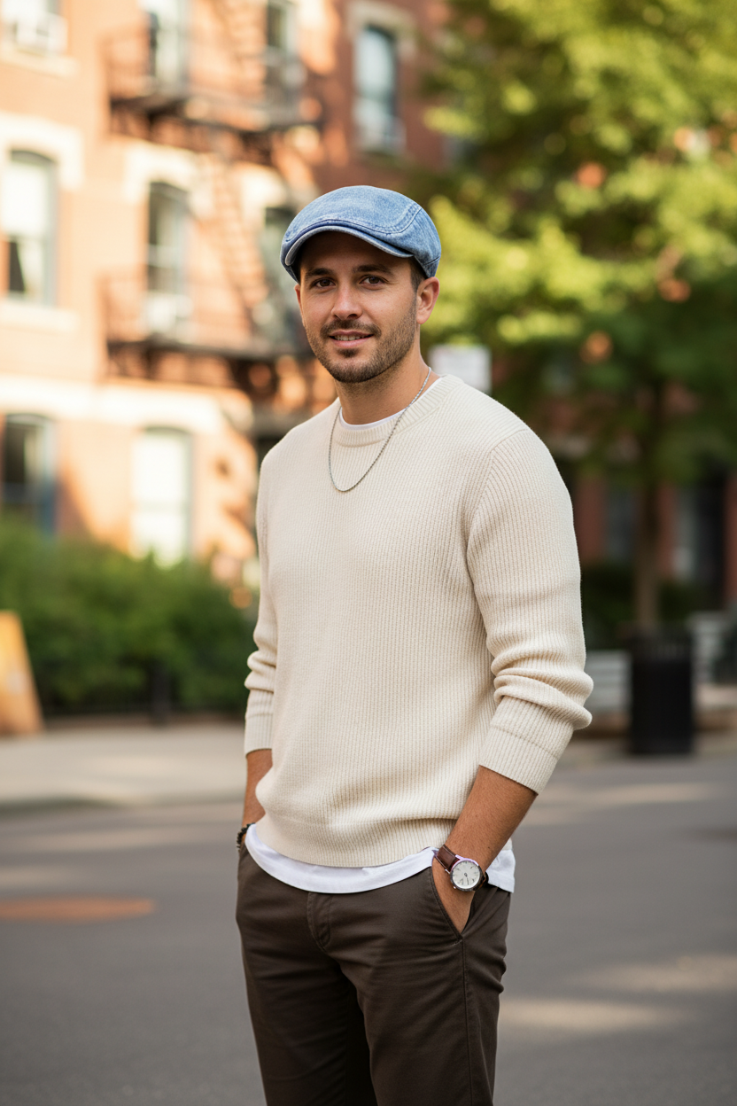 Hemingway Cotton Denim Flat Top Hat