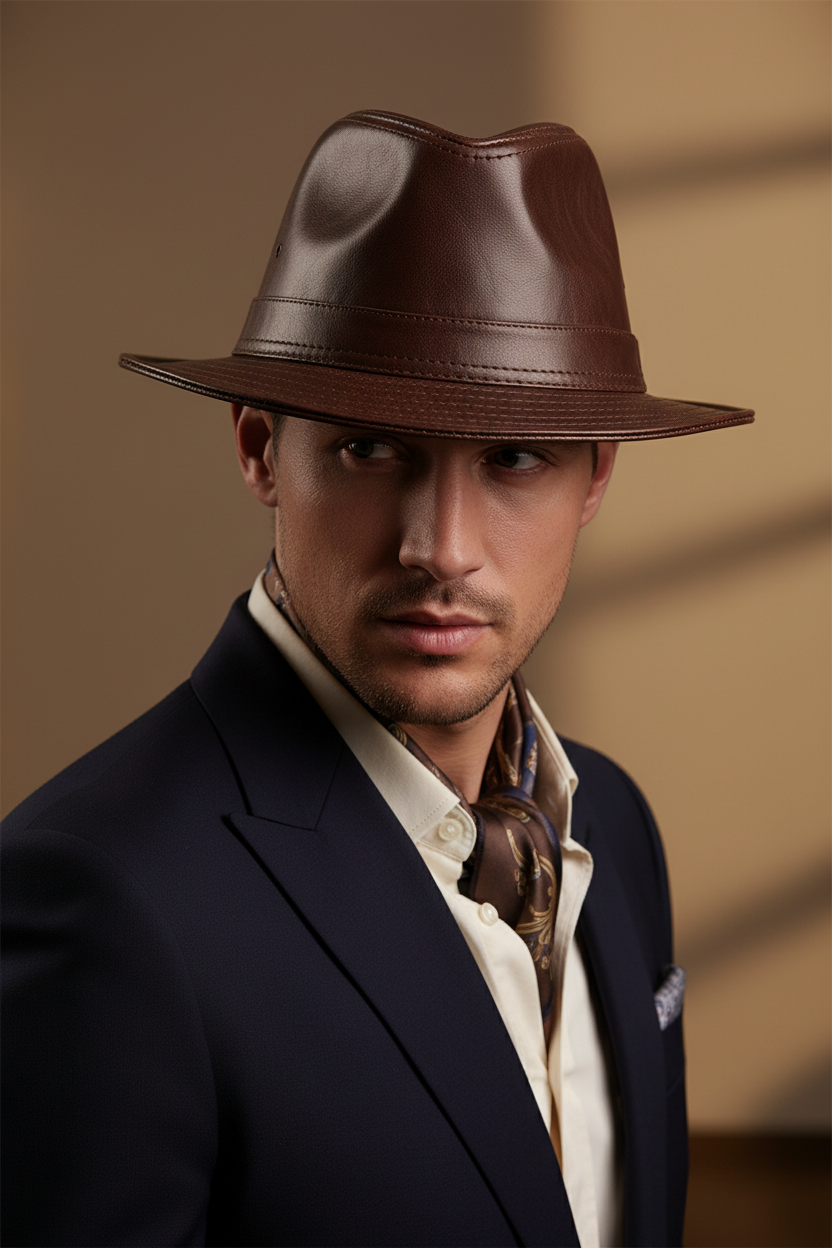 Baylor Genuine Cowhide Leather Fedora Hat