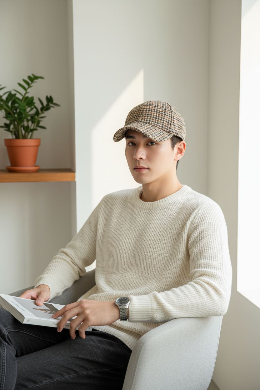Teague Thickened Checkered Bird Grid Baseball Cap
