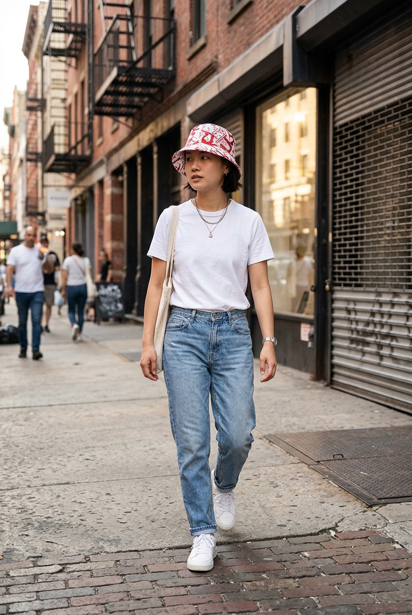 Corbin Graphic Polyester Bucket Hat – Retro Dome, Unisex