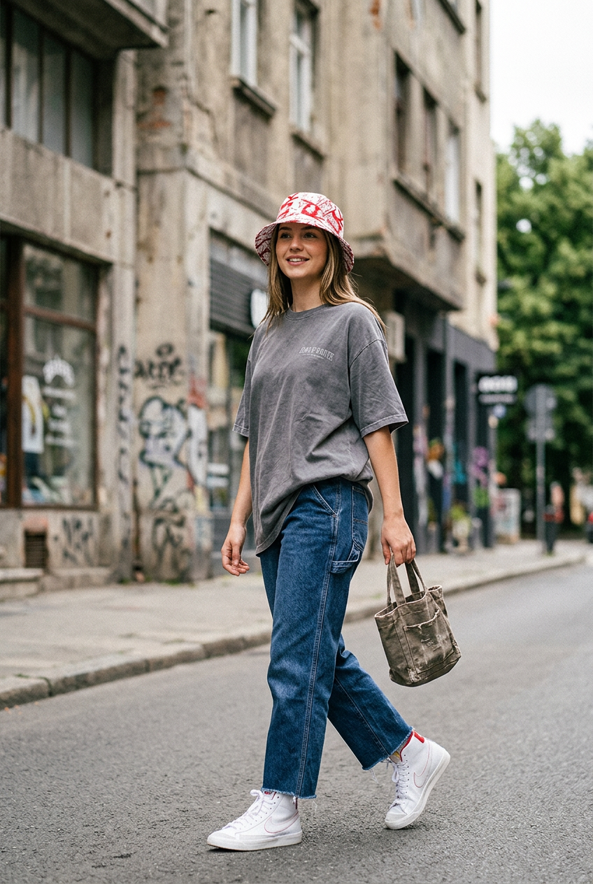 Corbin Graphic Polyester Bucket Hat – Retro Dome, Unisex