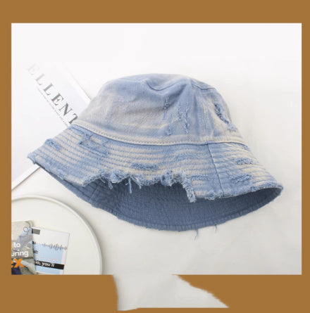 Colton Distressed Bucket Hat – Denim Cotton, UV Protection