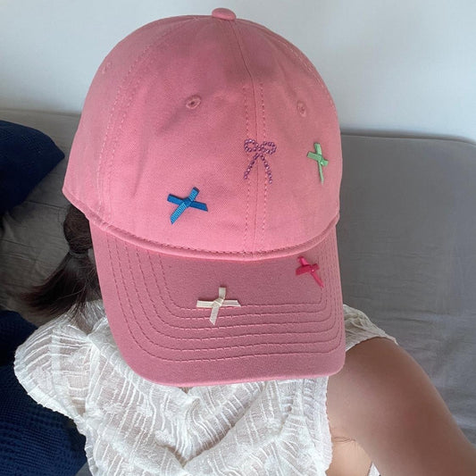 Autumn And Winter Rhinestone Bow Peaked Cap