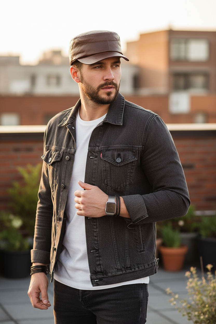 Sanderson Men's Cowhide Leather Cap