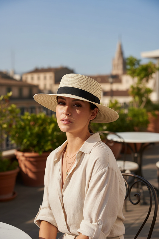 Jefferson Flat Top Papyrus Sun Hat – Unisex Kids & Adults