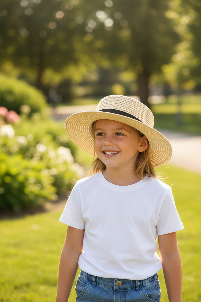 Jefferson Flat Top Papyrus Sun Hat – Unisex Kids & Adults