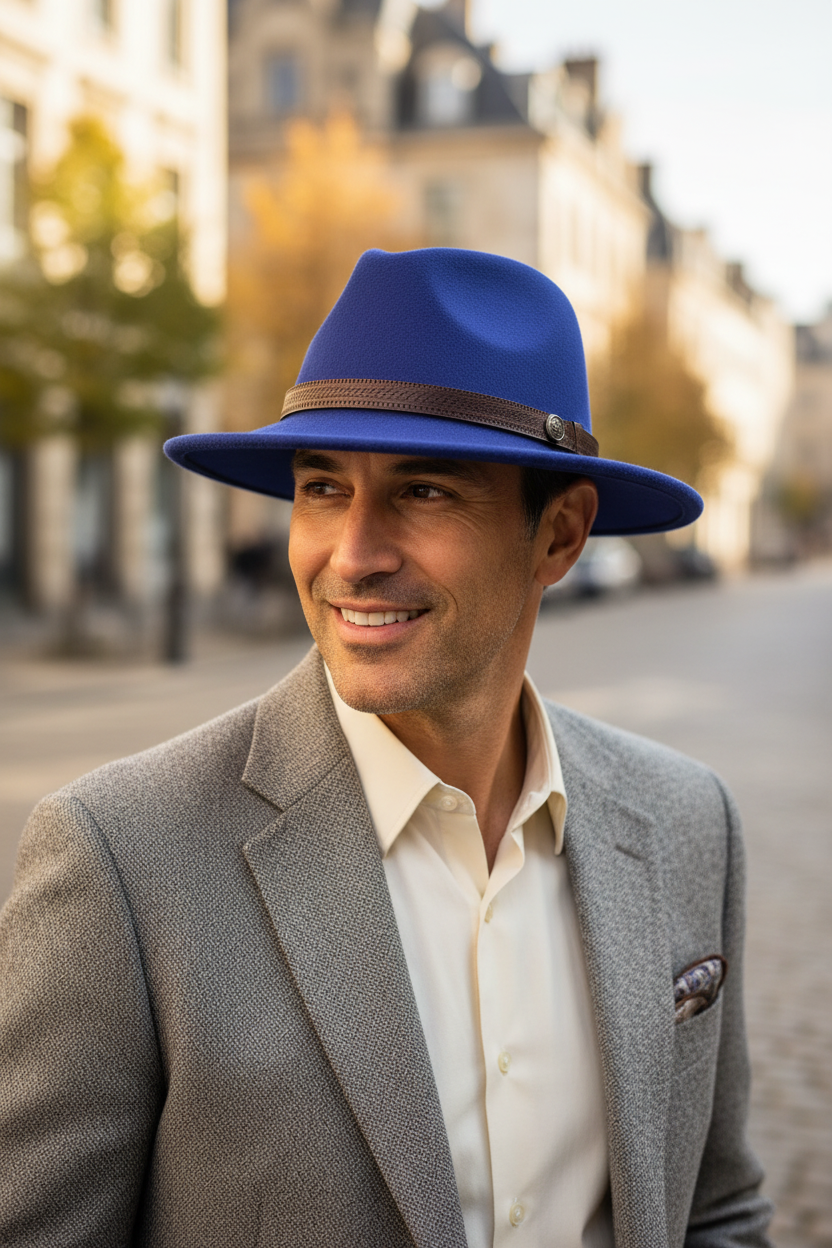 Shaw Wide Brim Cotton Fedora Hat with Band