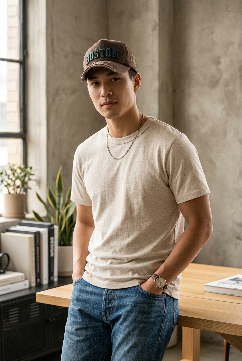 Boston Cotton Baseball Cap | Adjustable Sun Hat
