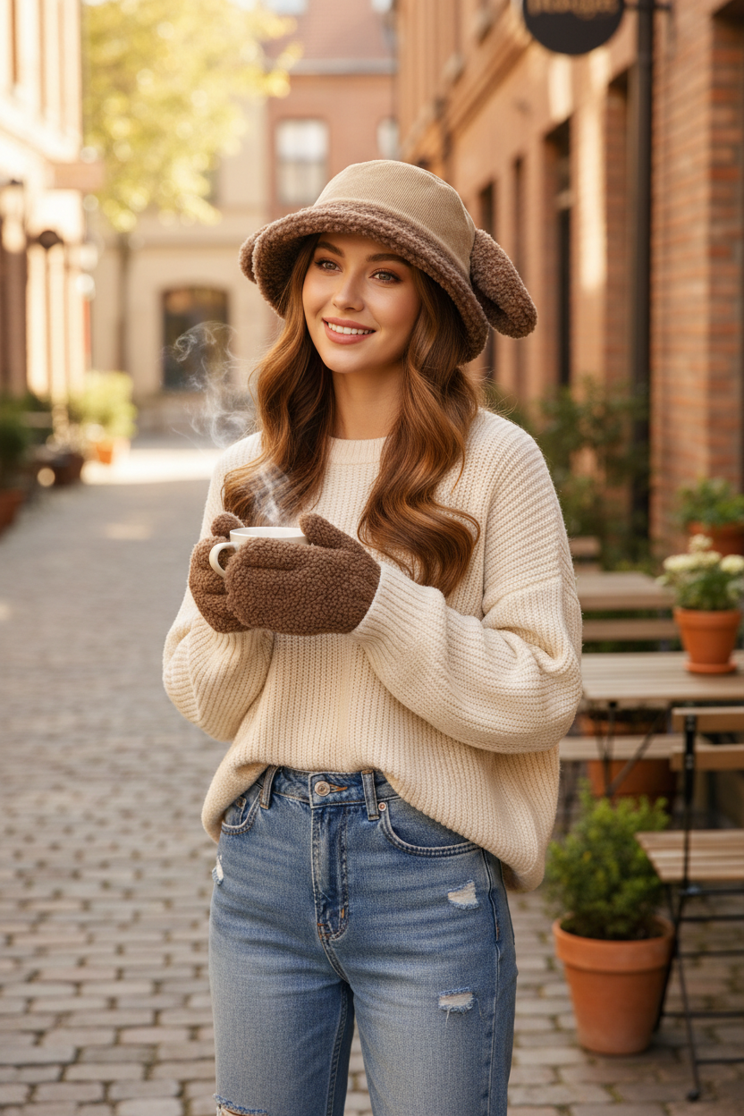 Caleb fashion Winter Bucket Hat – Dark Coffee