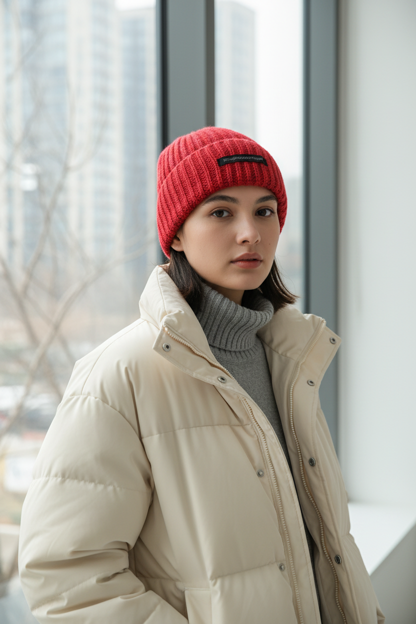 Chiles Collection Knitted Lambswool Baseball Cap – Red, One Size