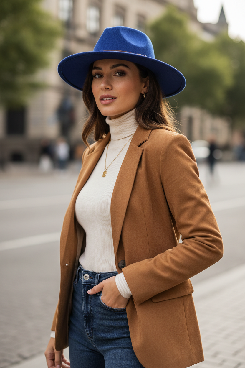 Baylor Cashmere Flat Brim Fedora Hat with Band