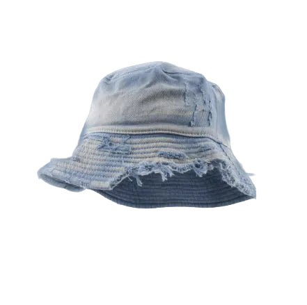 Colton Distressed Bucket Hat – Denim Cotton, UV Protection