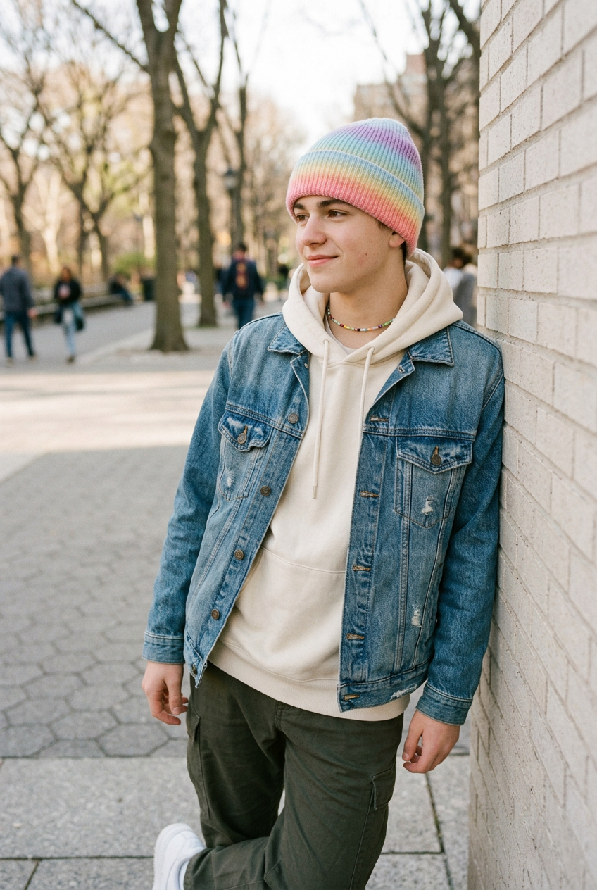 Carrey Multicolor Gradient Acrylic Beanie – One Size
