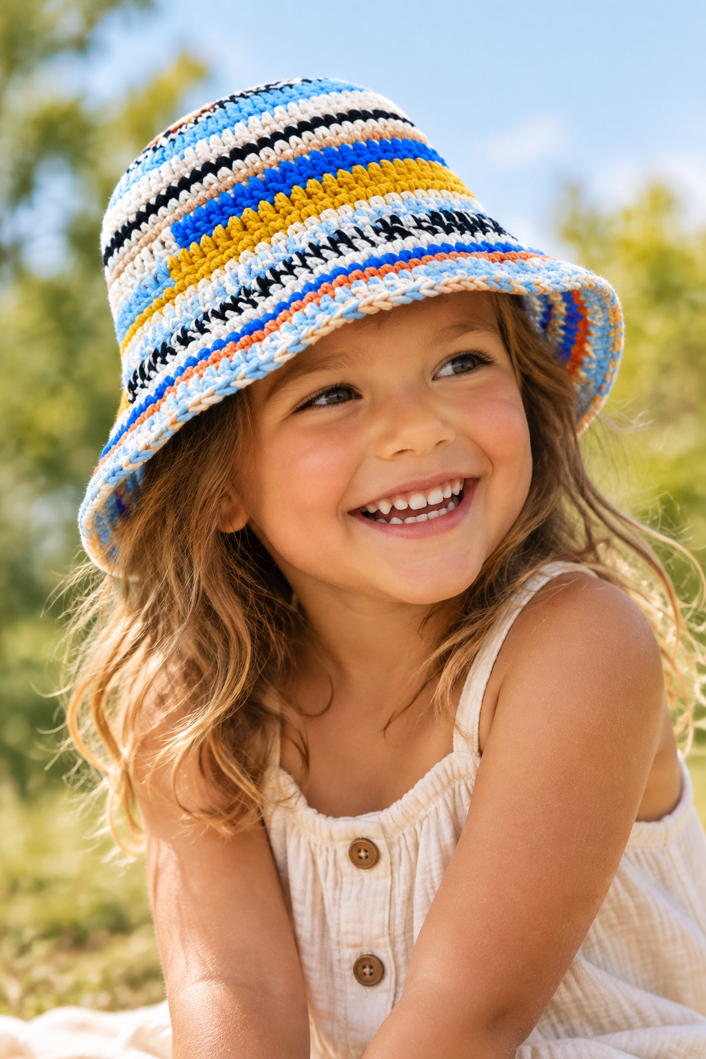 Handmade Striped Acrylic Knit Hat for Children