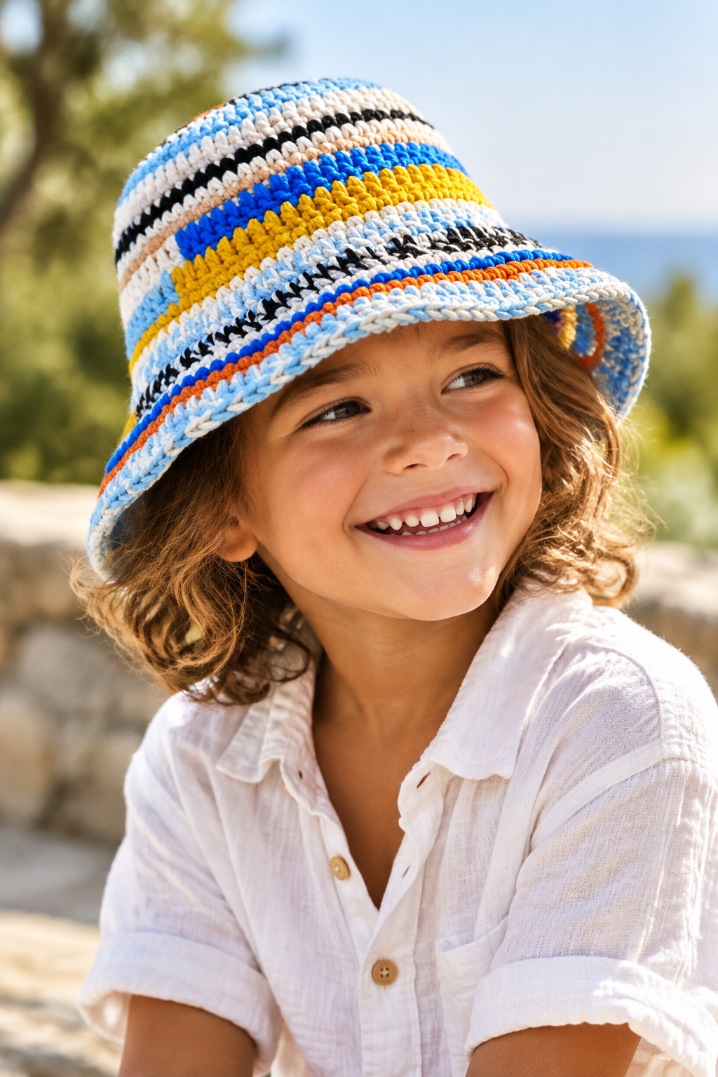 Handmade Striped Acrylic Knit Hat for Children