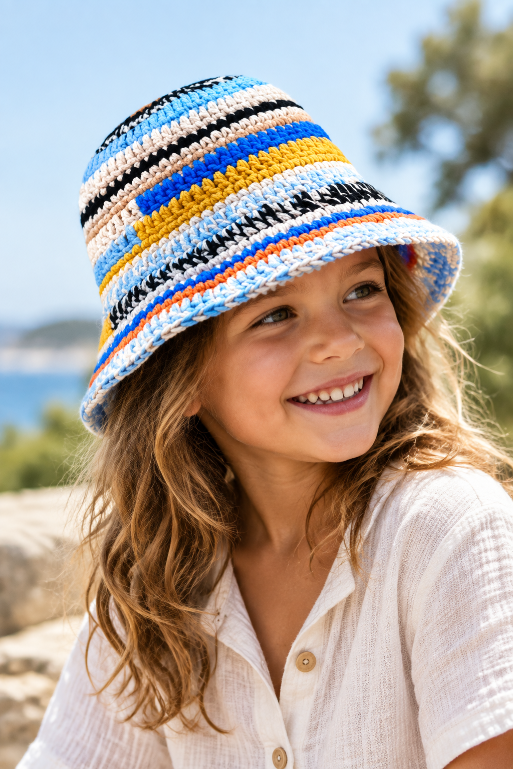 Handmade Striped Acrylic Knit Hat for Children