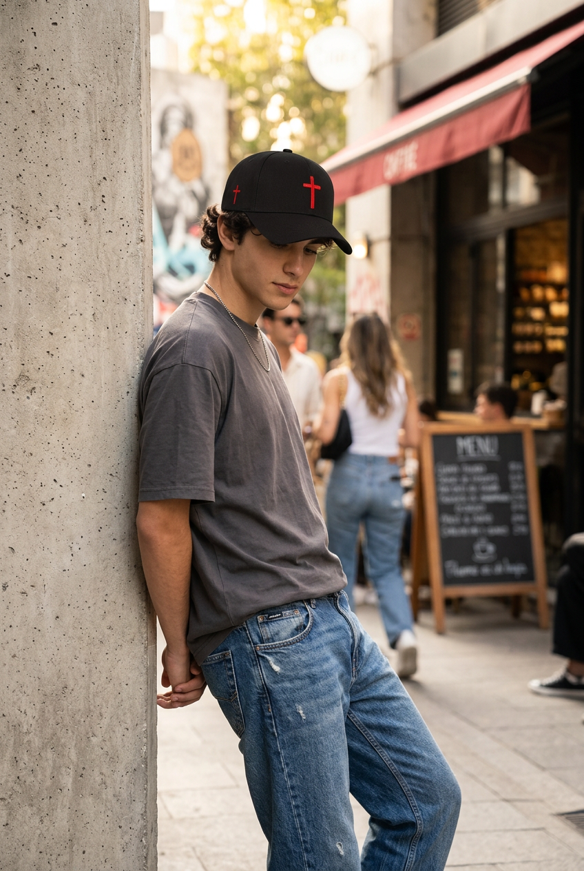 Cross Embroidered Polyester Baseball Cap