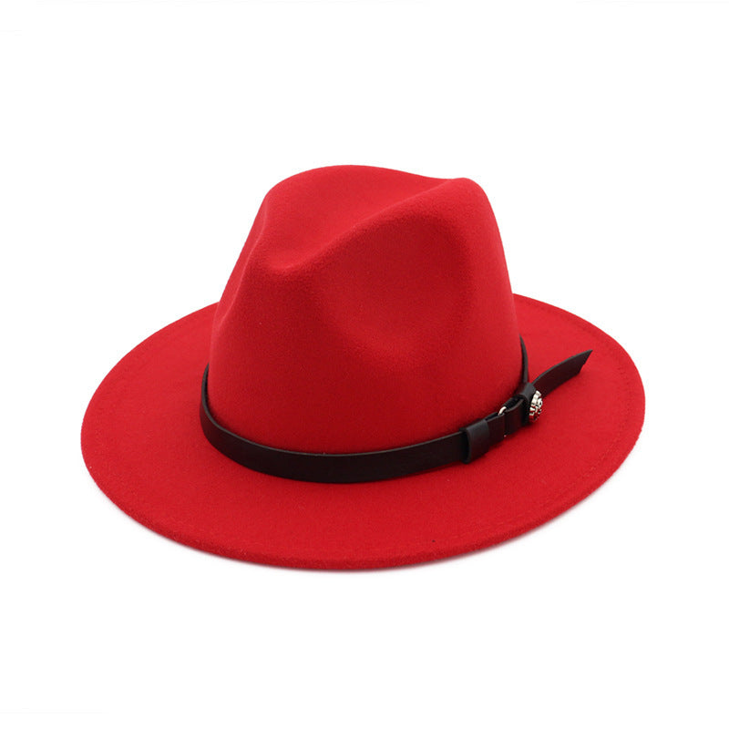 Jazz Flat Brim Felt Straight Brim Hat