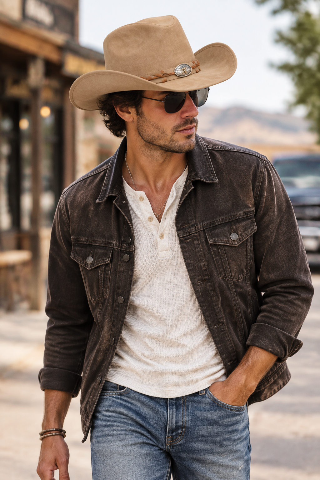 Grant Leather Cowboy Hat – Unisex Sun Protection