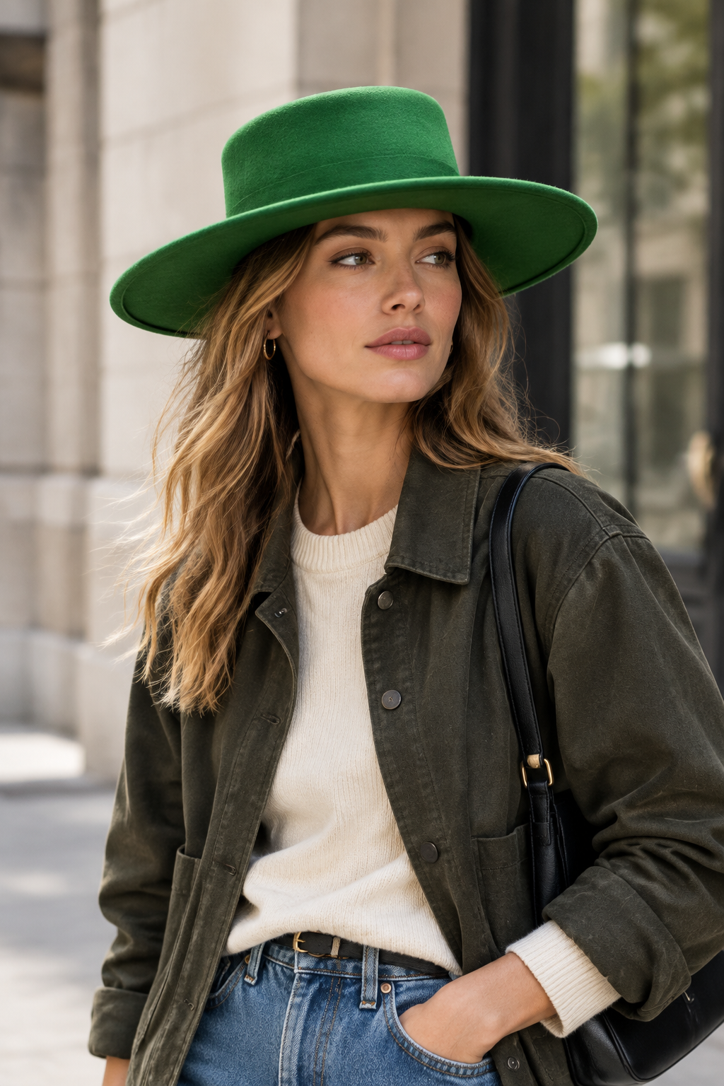 Alberta Wool Fedora Hat, Wide Brim UV Protection