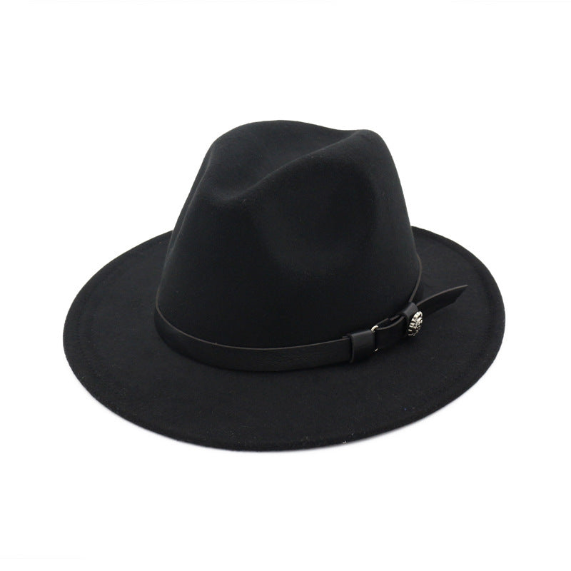 Jazz Flat Brim Felt Straight Brim Hat