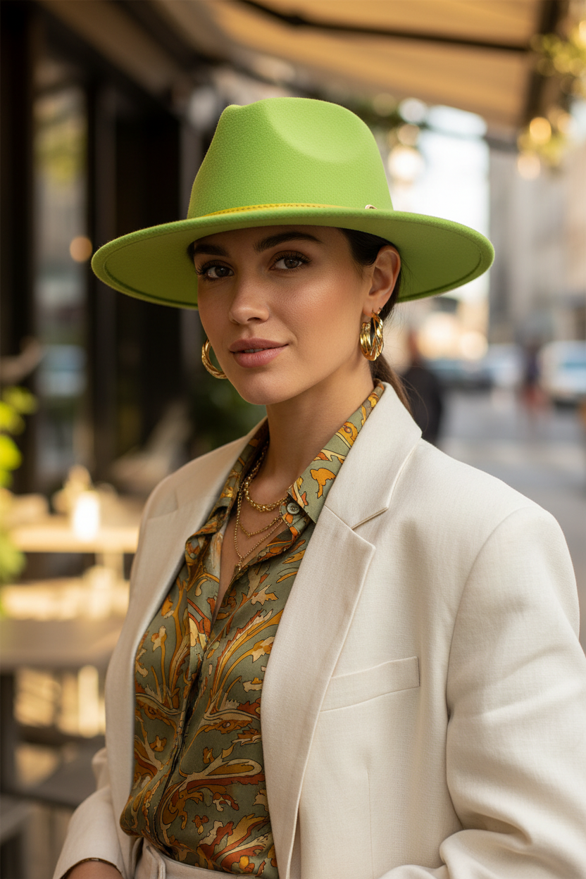 Dakota Wool Felt Fedora Hat with Ribbed Band