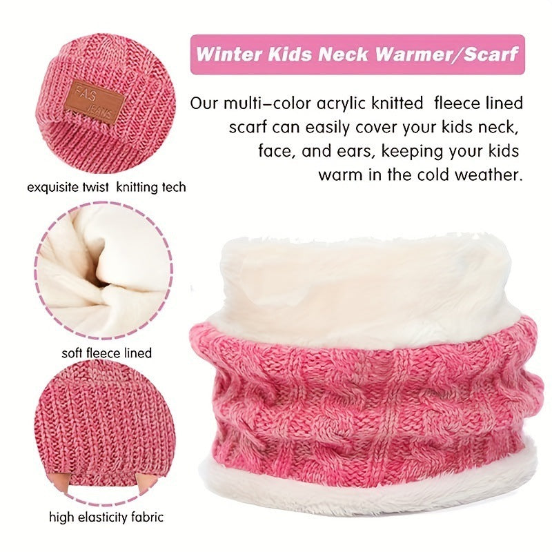 New Children's Boys And Girls Single Ball Double Ball Knitted Hat Scarf Gloves Three-piece Set