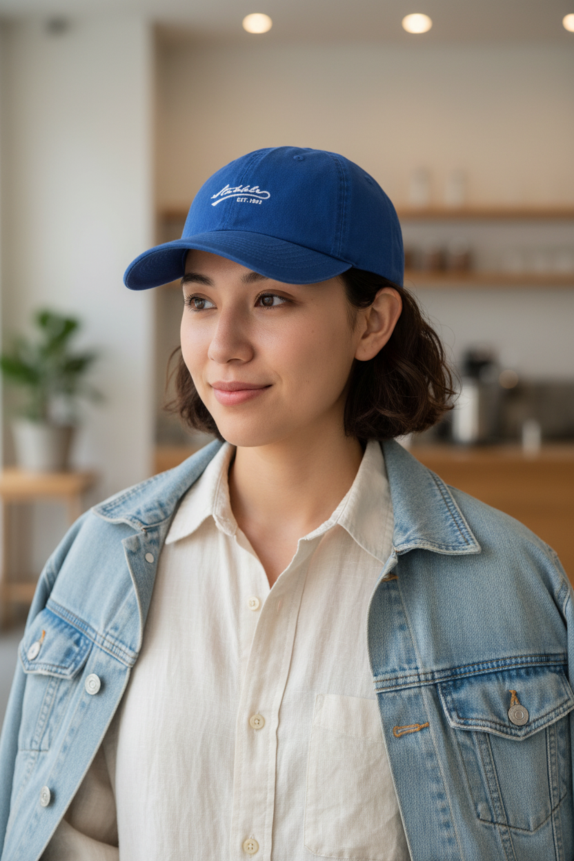 Sapphire Blue & White Knitted Wool Hat
