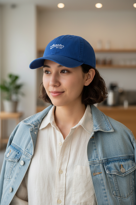 Sapphire Blue & White Knitted Wool Hat
