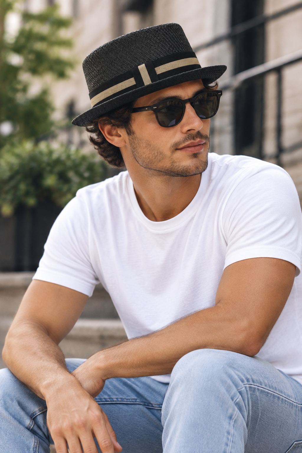 Perkins Classic Unisex Straw Hat, Short Brim