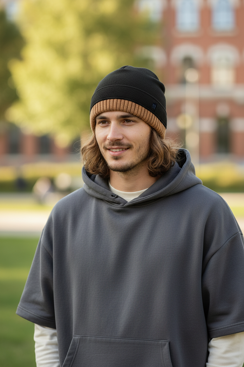 Kirkpatrick Men's Fleece Winter Beanie – Solid Round-Top Hat