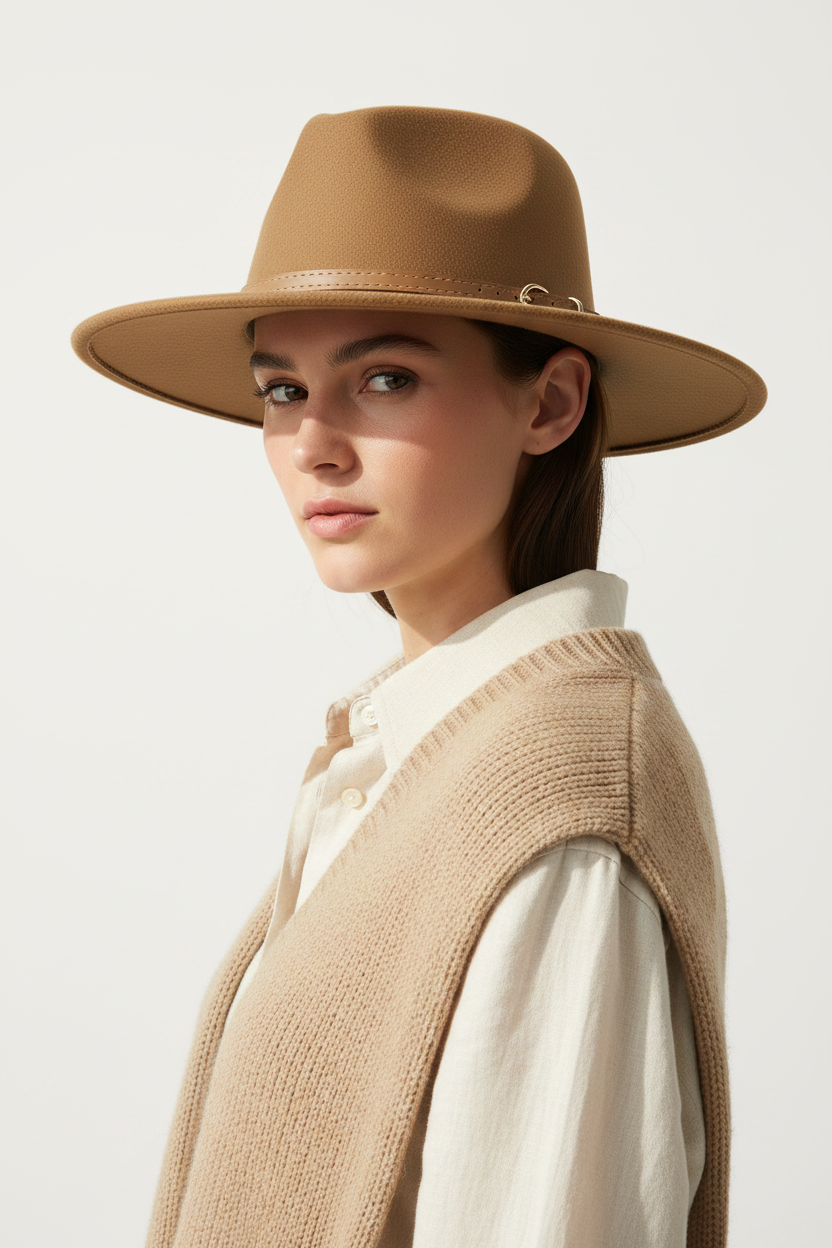 Jazmine Parks Gradient Cotton Fedora Hat with Large Brim