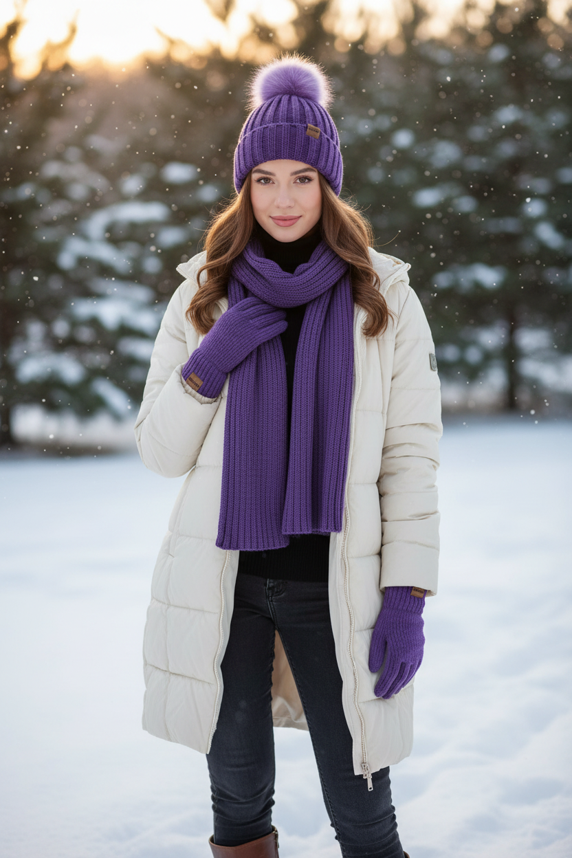 Cavendar 3-Piece Acrylic Beanie, Scarf & Gloves Set