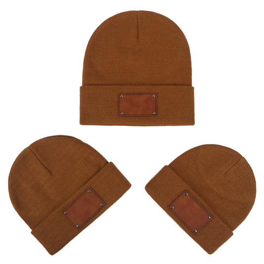 Children And Adults Blank Leather Label Brimless Cap