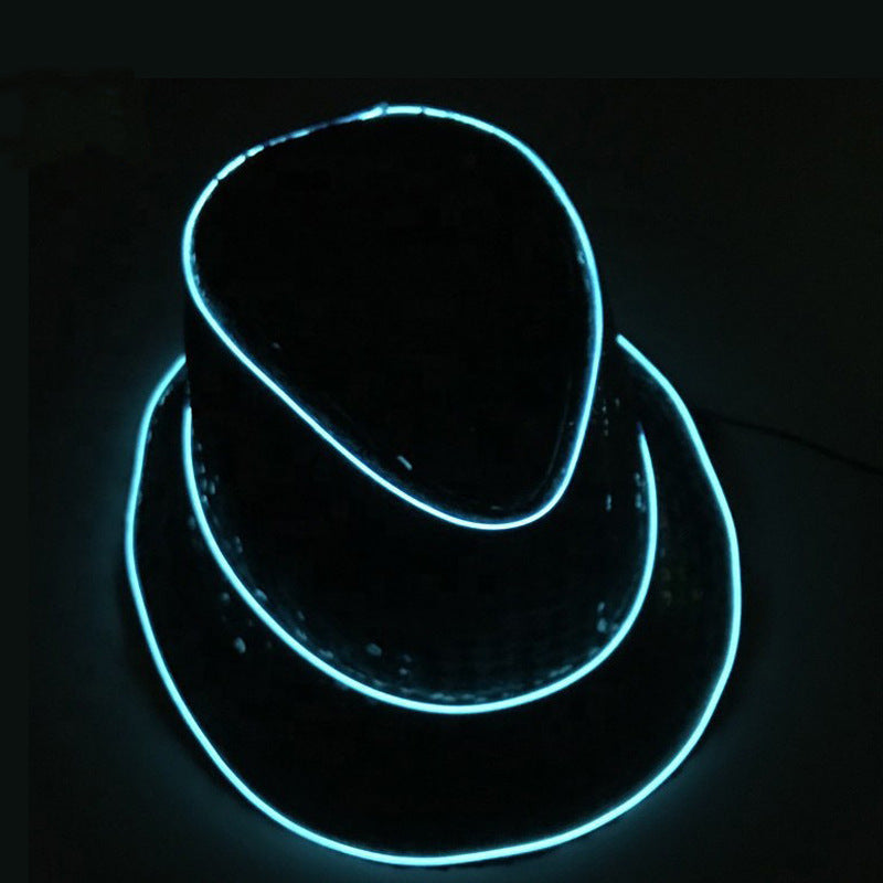 British Jazz Glowing Hat Christmas Party Glitter Topper Sequins Fluorescent Performance Hat