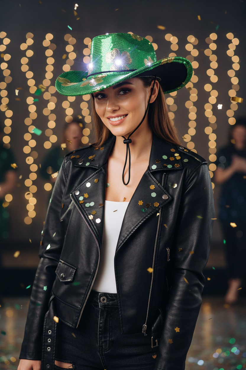McGregor Green Gold Irish Cowboy Hat with Light