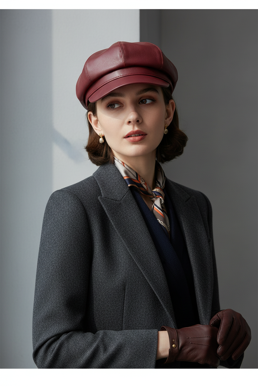 Livingston Faux Leather Octagonal Cap