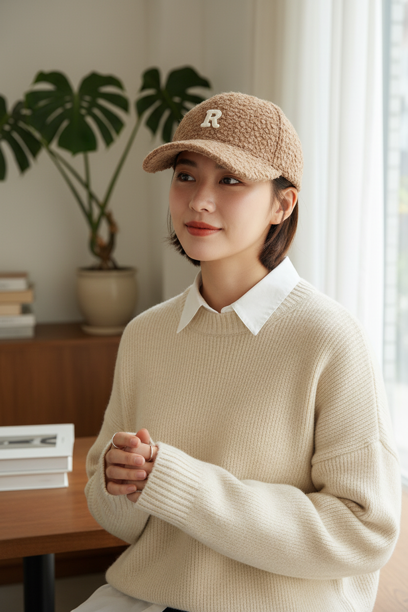 R Winter Cotton Polyester R Baseball Cap