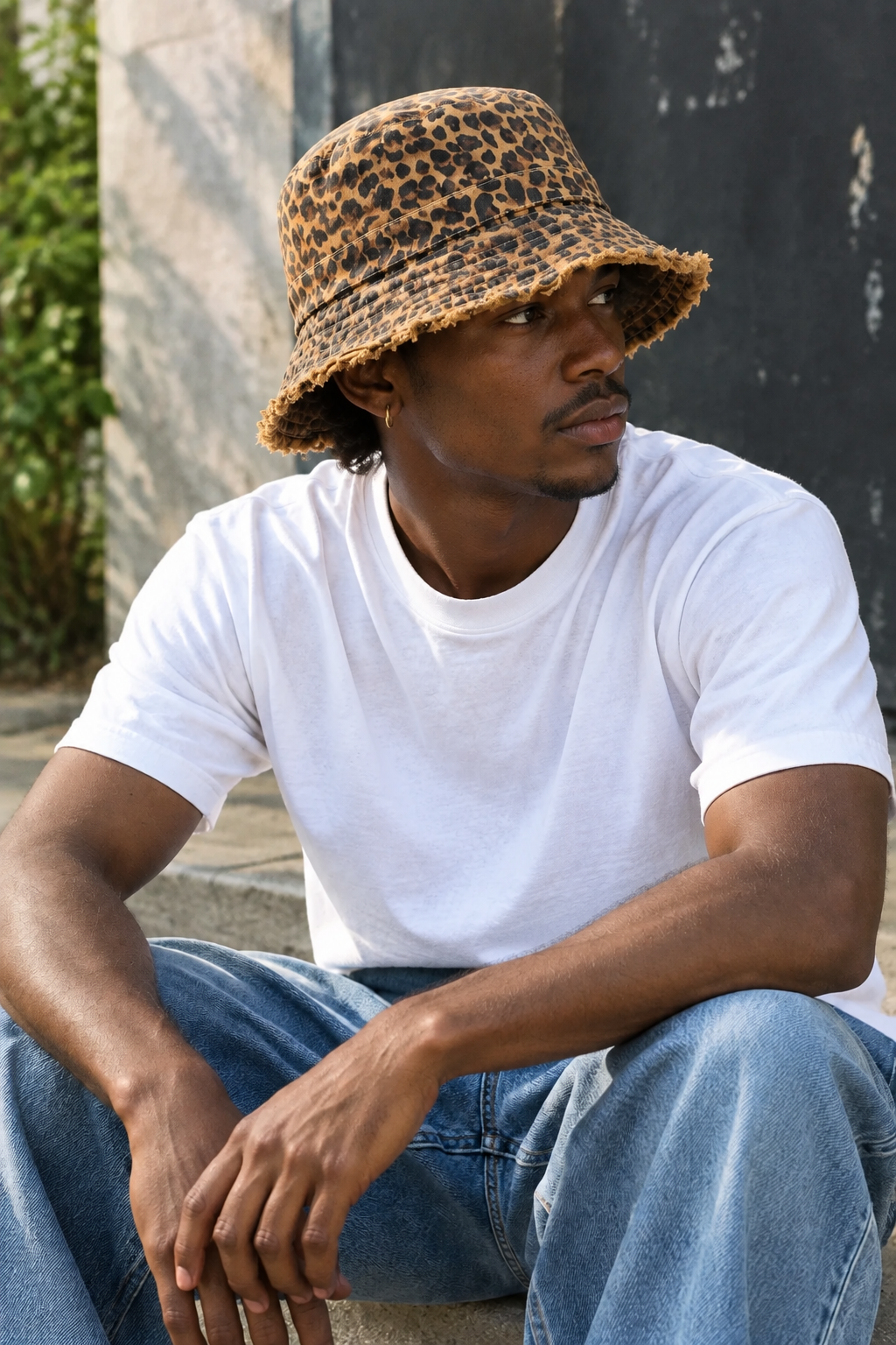 Pickens Leopard Print Trim Bucket Hat – Wide Brim, Vintage Fashion