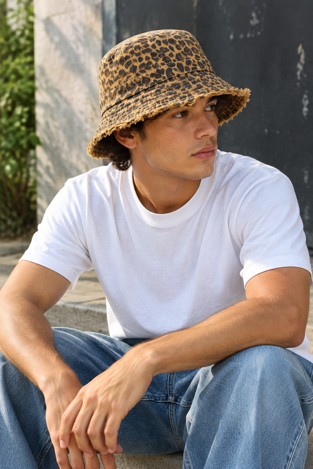 Pickens Leopard Print Trim Bucket Hat – Wide Brim, Vintage Fashion