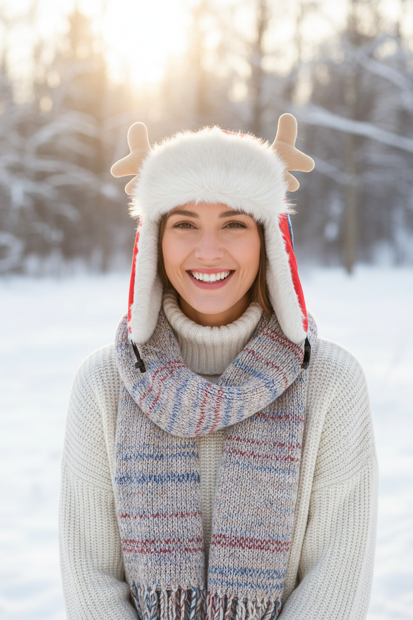 Wilkins Faux Fur Deer Antler Winter Hat, Medium