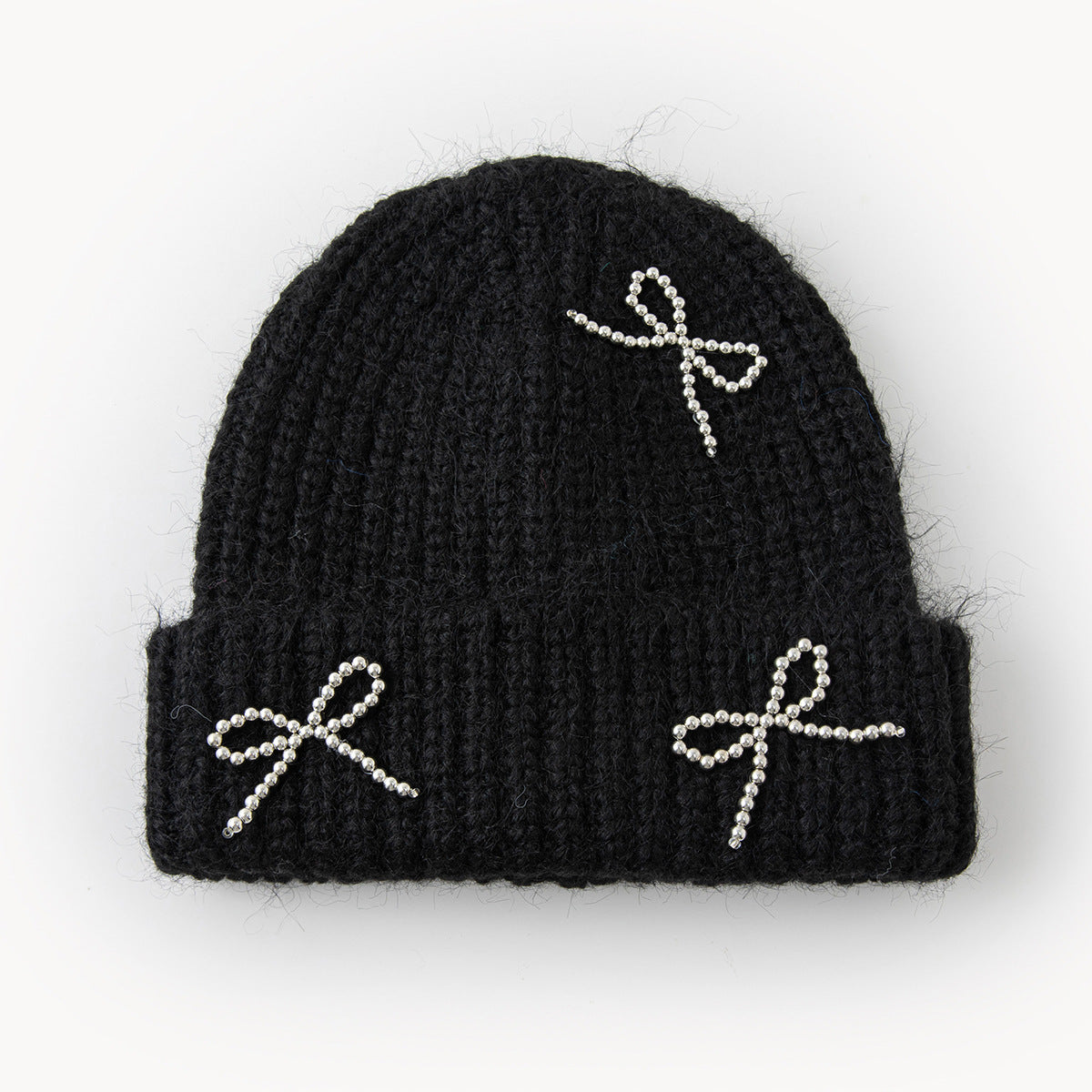 New Autumn Winter Solid-Color Bow-Knot All-Match Knitted Hat