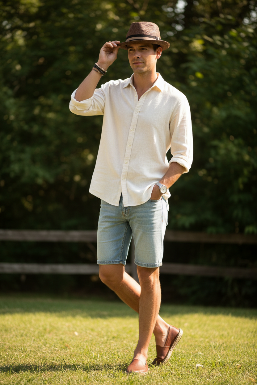 Perkins Classic Unisex Straw Hat, Short Brim