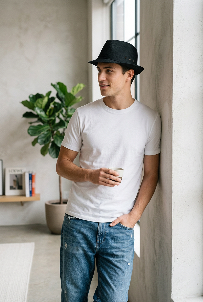 Harrison Linen Fedora Hat with Tapered Short Brim