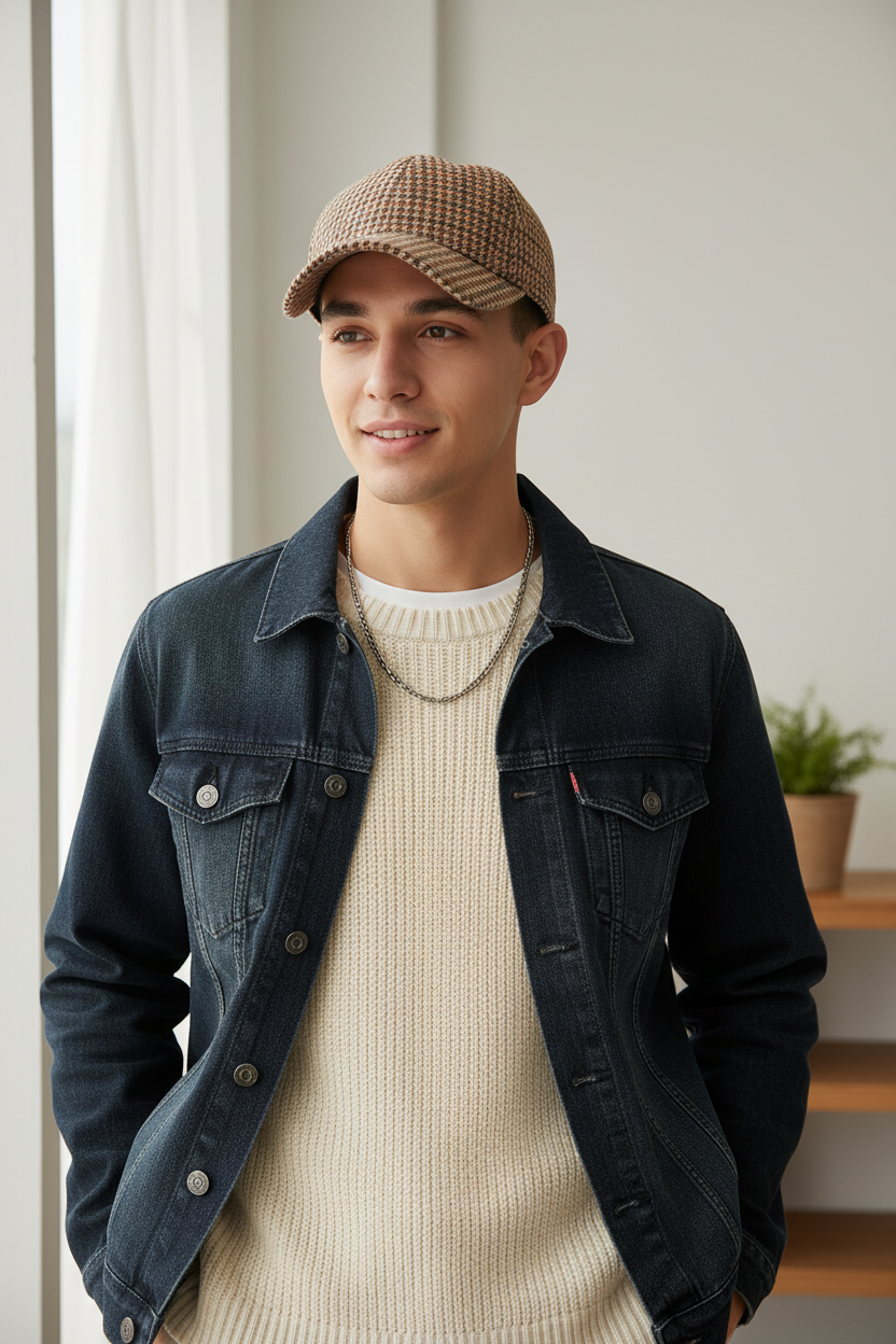 Teague Thickened Checkered Bird Grid Baseball Cap
