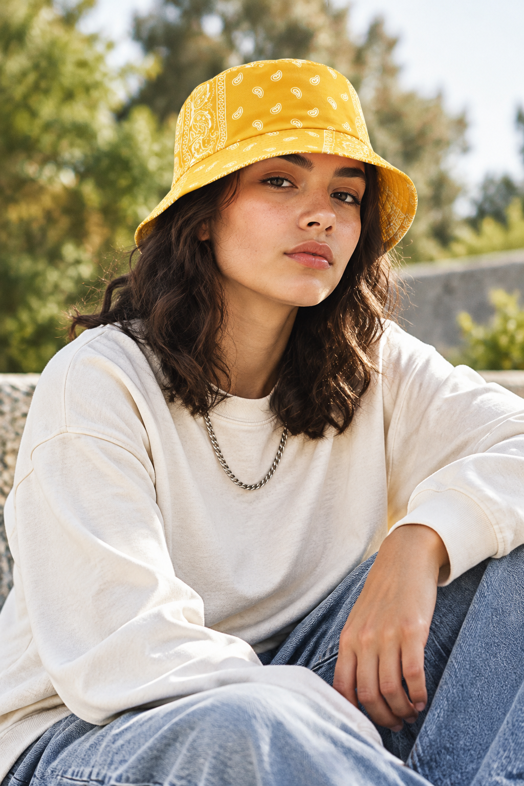 Bandana Bucket Hat – Wide Brim Checkered Unisex