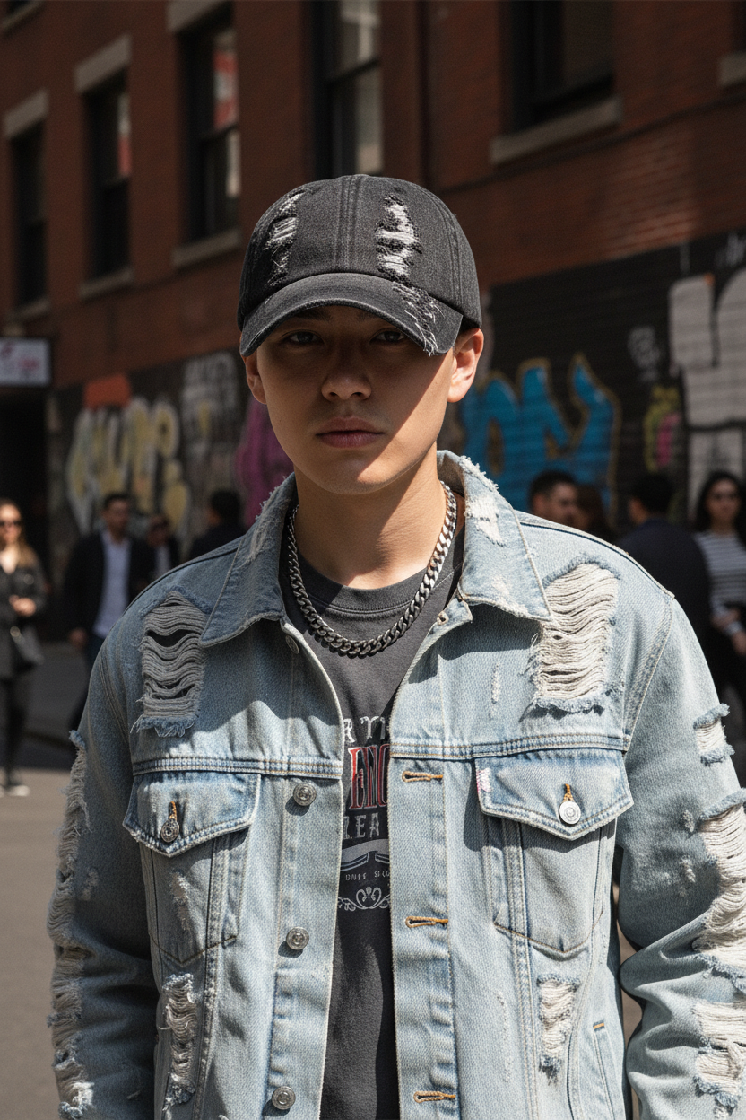 Montgomery Denim Peaked Cap – Adjustable Unisex