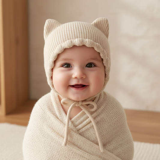 Langley Earflap Acrylic Baby Hat, Free Size (0–12 Months)