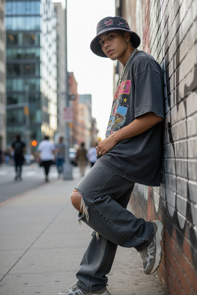Rochelle Denim Bucket Hat with UV Protection